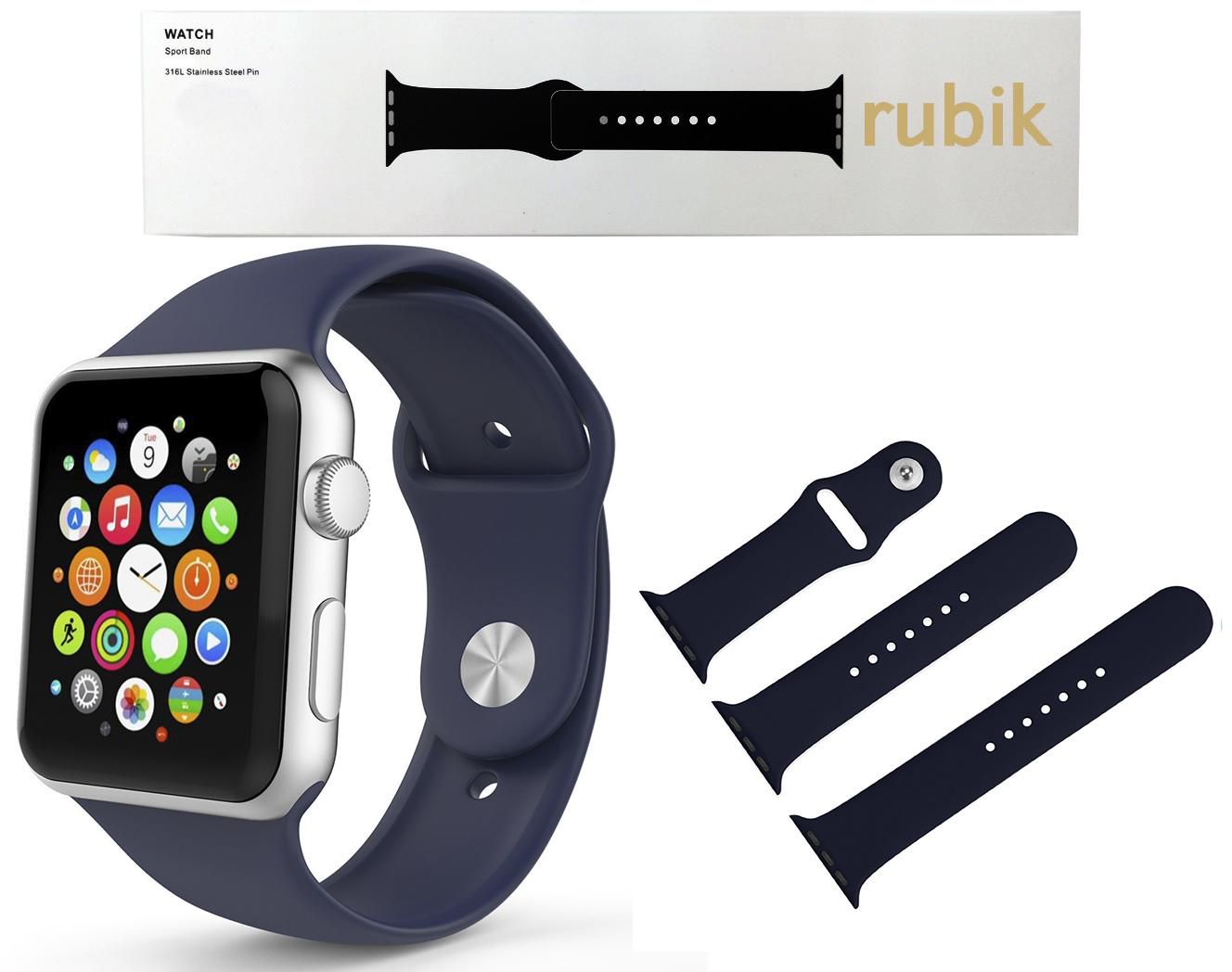 Rubik Silicone Rubber Sport Band for Apple Watch 1st Gen - Midnight Blue