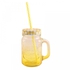 Mason Jar With Handle, Cover & Reusable Straw _ Yellow