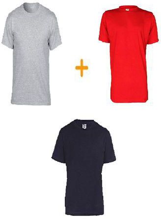 Men's Plain Round Neck Shirts (3 Packs) - Grey, Red & Navy Blue
