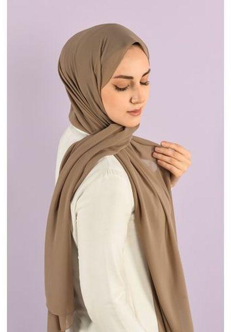 AM-Shop Long Scarf Crepe Solid For Women (Coffe )