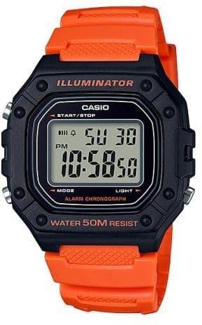 Get Casio W-218H-4B2VDF Digital Casual Watch for Men, Resin Band - Orange with best offers | Raneen.com