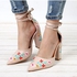 Fashion Women High Heels Embroidery Pumps Ankle Strap Shoe