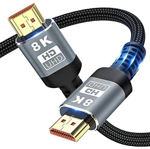 8K@60Hz HDMI Cable 2.1 6.6FT/2M Long for MacBook Pro, KASTWAVE Ultra 48Gbps HD High Speed Slim Flexible HDMI Braided Cord 4K@120Hz Dynamic HDR/HDCP 2.2 /3D Fit for PS5,TV, for Xbox One for Switch-2M