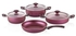 PAPILLA Fred 7-Piece Cookware Set Fuschia, Non-stick Granite Coating Cooking Set - Casserole, Flat Casserole, Maxi Fry Pan, Heavy Duty with Stay-Cool Handle, Gas, Stovetops Compatible for Family Meals