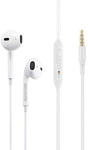 Promate 3.5mm In-Ear Universal Crystal Sound And Noise Isolating Earphones, White