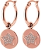 COCO88 Women's Sense Star Zirconia Stones Rose Gold Hoop Earrings