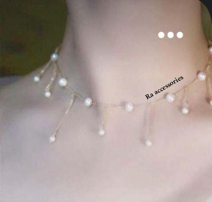 RA accessories Women's Necklace Of Chain-Plated Silver With Off-White Pearls