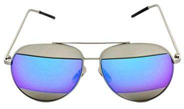 نظارة شمسية بإطار آفياتور كبير الحجم وعدسات عاكسة مقسمة