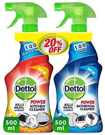 Dettol Healthy Bathroom and Kitchen Power Cleaner Trigger Spray - Pack of 2 Pieces (2 x 500ml)