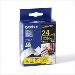 Brother TZ-354 P-touch® Label Tape, 24mm, (1"), Gold on Black