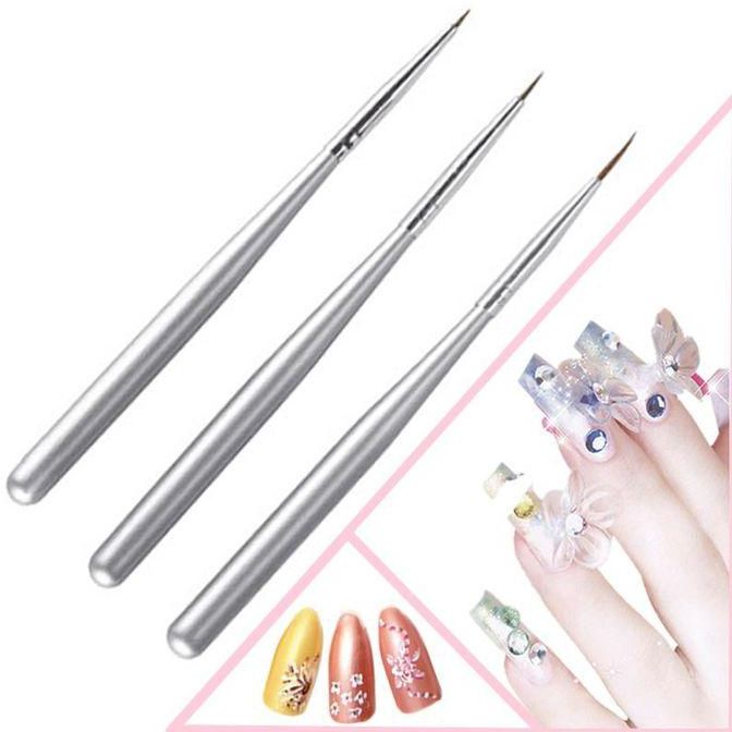 Generic 3 A Set Of New Silver Nail Pain-brush Pen Brush Pencil Drawing Pen And Pencil Drawing Pen