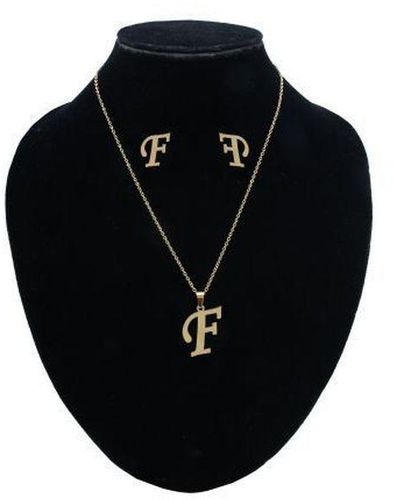 Letter F Pendant, Earrings And Necklace