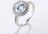 Women's platinum-plated ring encrusted with crystals and pure zircon lobe (medium size)