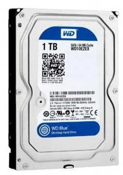 Western Digital WD Blue 1TB 7200RPM 64MB Cache SATA 6.0Gb/s 3.5 Internal Hard Drive WD10EZEX HDD for PC