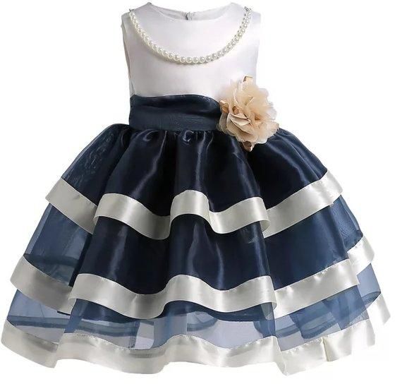 Vacc Tong Tong Mi Chic Organza Tiered Dress - 12 Sizes (White/Black)