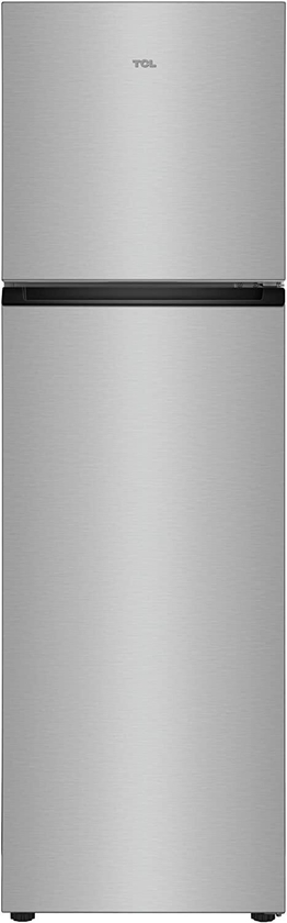 TCL 370 Liters Double Door Top Mount Refrigerator, Total No Frost Fridge &amp; Freezer With Powerful Interior LED Light And Large Crisper Drawer With Humidity Control, Inox, P370TMN