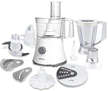 Geepas 800W 10-IN-1 Food Processor- GSB5487| Transparent Jars with Stainless Steel Blades| Unique Detachable Attachments, Stainless Steel Housing and Rich in Design| 2 Speed Control with Pulse| Black