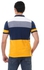 Andora Half Sleeves Striped Polo Shirt - Navy Blue & Mustard