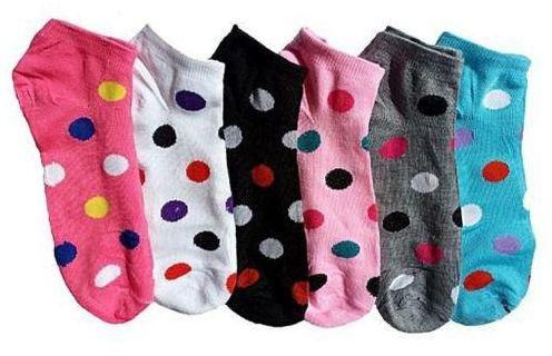 Fashion Polka Dot Cotton Happy Socks 6 Pair Set - Assorted