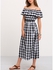 Black and White Plaid Off The Shoulder Dress