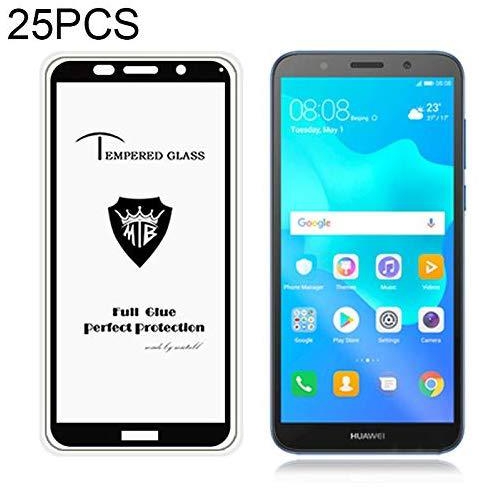 Tempered 25 PCS Full Screen Full Glue Anti-fingerprint Tempered for Huawei Y5 Prime (2018) (Black) (Color : Black)