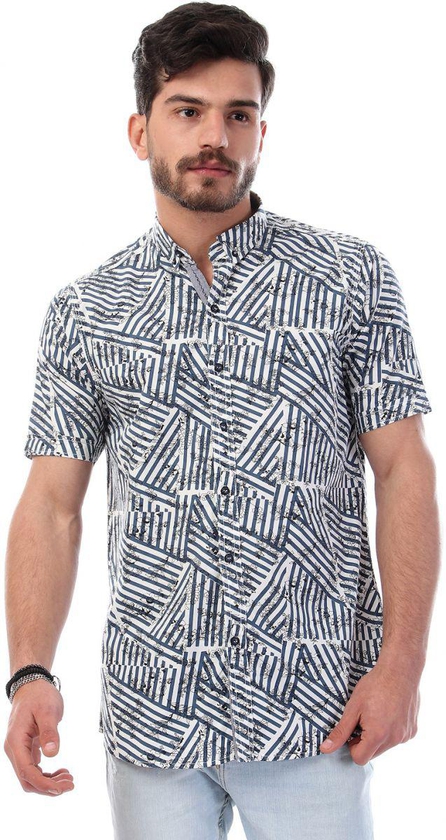 Andora Cotton Short Sleeves Patterned Shirt for Men - Multi Color