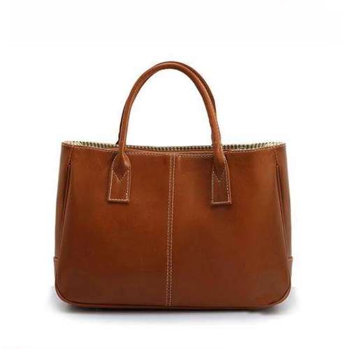 Fashion Elegant Leather Lady's Tote Handbag - Brown