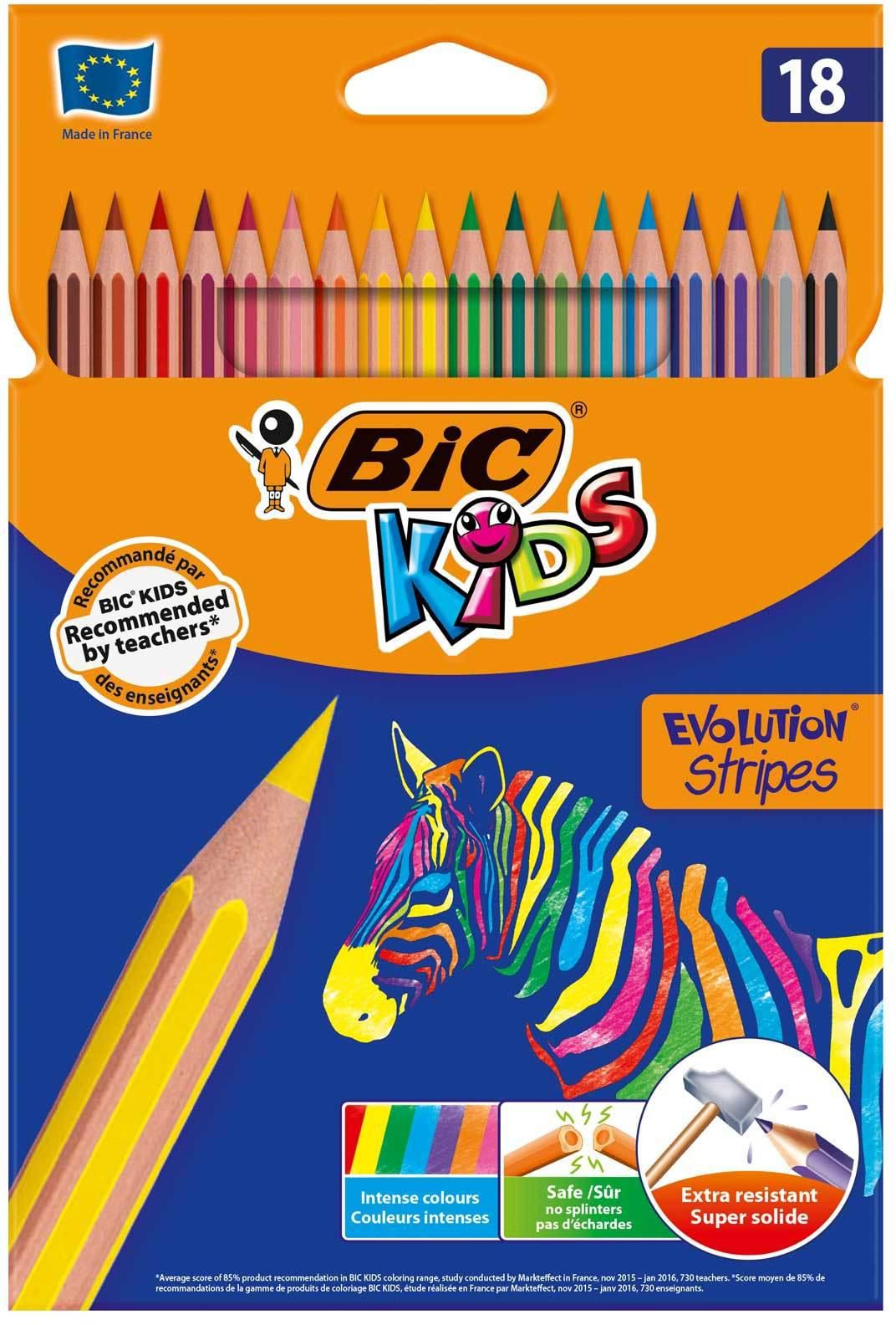 Bic Kids Evolution Stripes Colouring Pencils Multicolour 18 PCS
