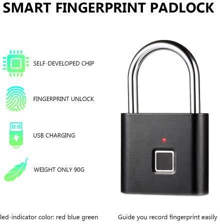Generic Smart Fingerprint Padlock Keyless Rechargeable Lock