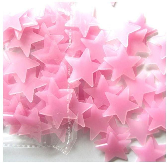 Generic 100PC Kids Bedroom Fluorescent Glow In The Dark Stars Wall Stickers Pink