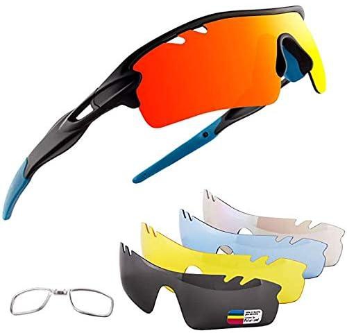 نظارة شمسية رياضية مستقطبة مع 5 عدسات قابلة للتبديل، نظارات ركوب الدراجات للرجال والنساء والجري