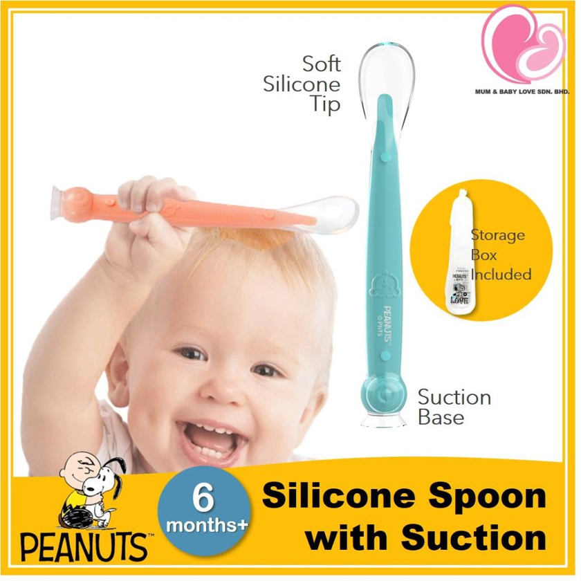 Snoopy Baby Silicone Spoon with Suction and Storage Box, Baby Feeding Spoon