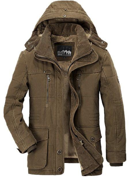 Coat Men Winter Jacket Fur Coat Brown