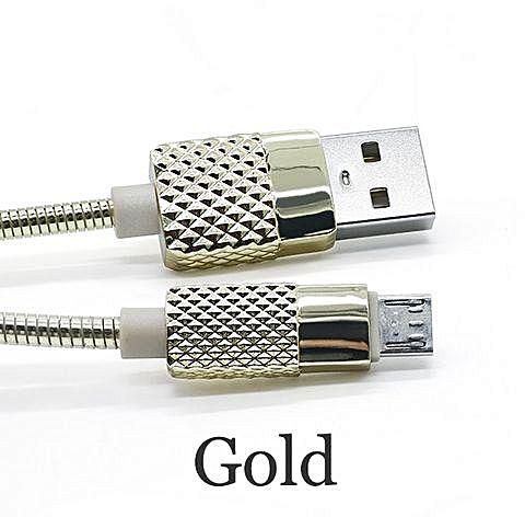 Generic 1m Metal Jacket Lightning/Micro USB Cable Data Sync And Fast Charging Flexible Charger Cable For IPhone 5/5S/6/6 Plus/6s/7/7 Plus Samsung Android Phones Color:Golden Models:Android