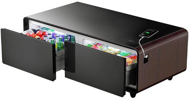 Bancool Smart Table with Refrigerator 130L, Smart, 2 Drawers, Wooden - SRD-130BL