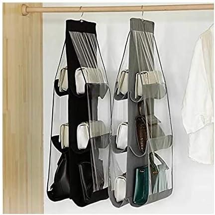 Wonshree Hanging Handbag Purse Organizer for Closet Wardrobe Purse Clutch  Tote Bag Collection Storage Holder with 6 Clear