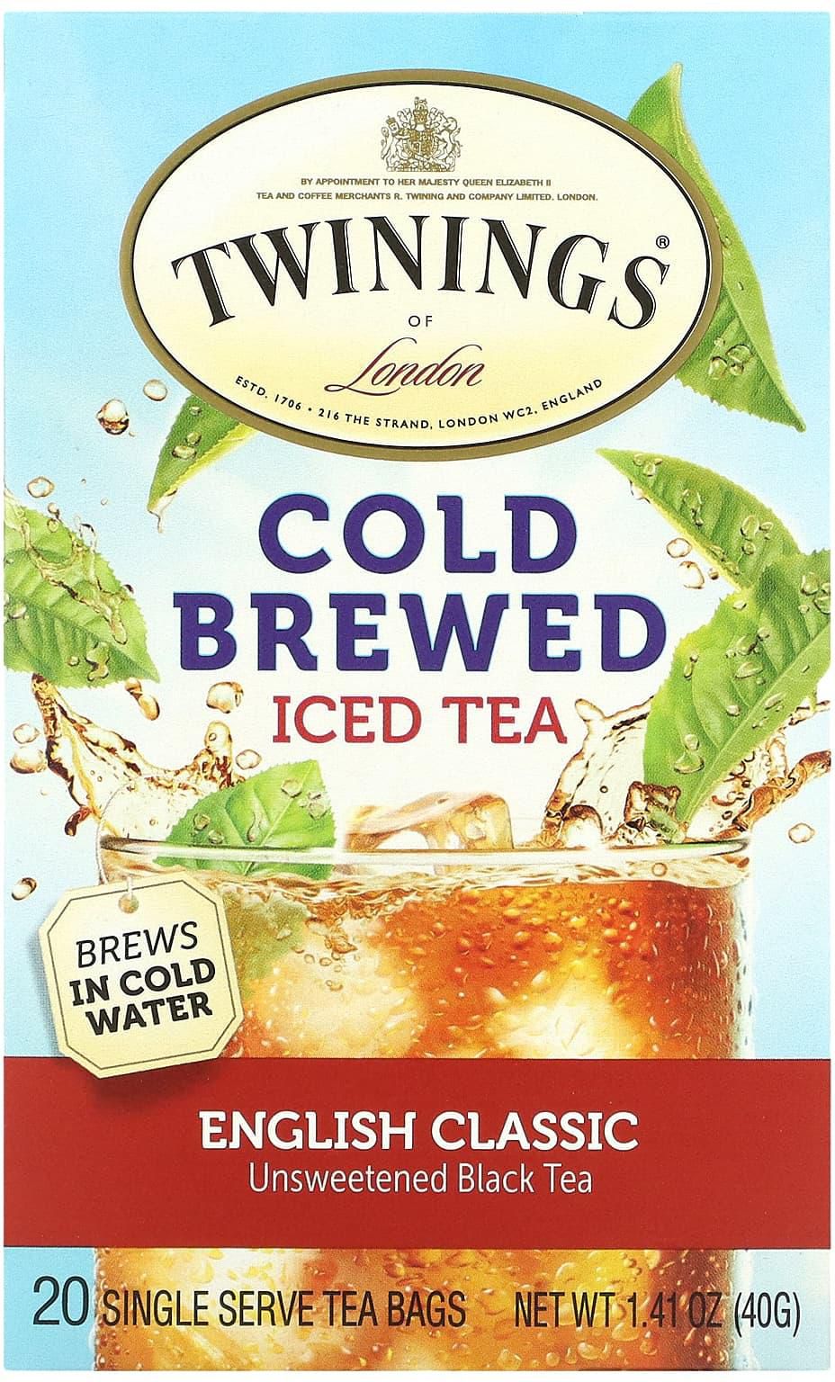 Twinings‏, شاي مُعد على البارد ومثلج، إنجليزي كلاسيكي، 20 كيس شاي، 1.41 أوقية (40 غم)