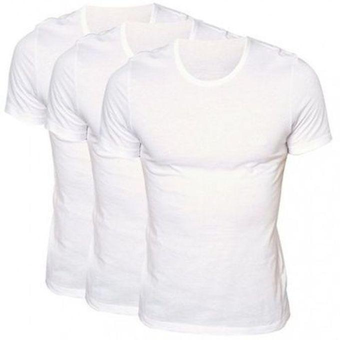 Men's Fitted White Vest - Pack Of 3