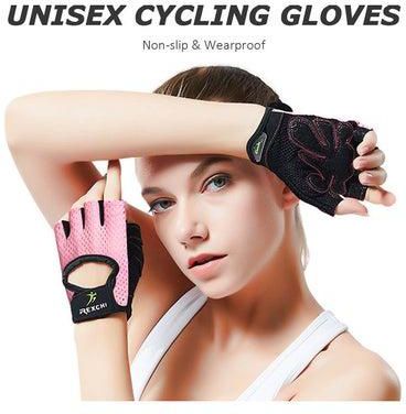 قفازات ركوب الدراجات جيدة التهوية بتصميم يغطي أنصاف الأصابع مناسب للرجال والنساء 0.035كجم
