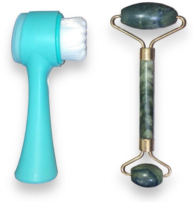 Double-Sided Facial Cleansing Brush + Stone Massager
