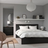 MALM Bed frame with mattress - black-brown/Valevåg extra firm 140x200 cm