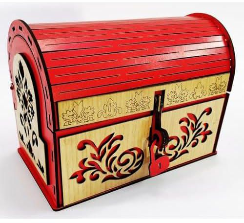 شكمجية وصندوق مجوهرات خشب لون احمر وبيج فاتح wooden jewellery box