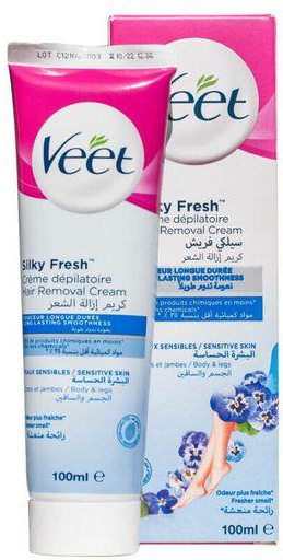 Veet Hair Removal Cream Silk And Fresh For Sensitive Skin, 100g