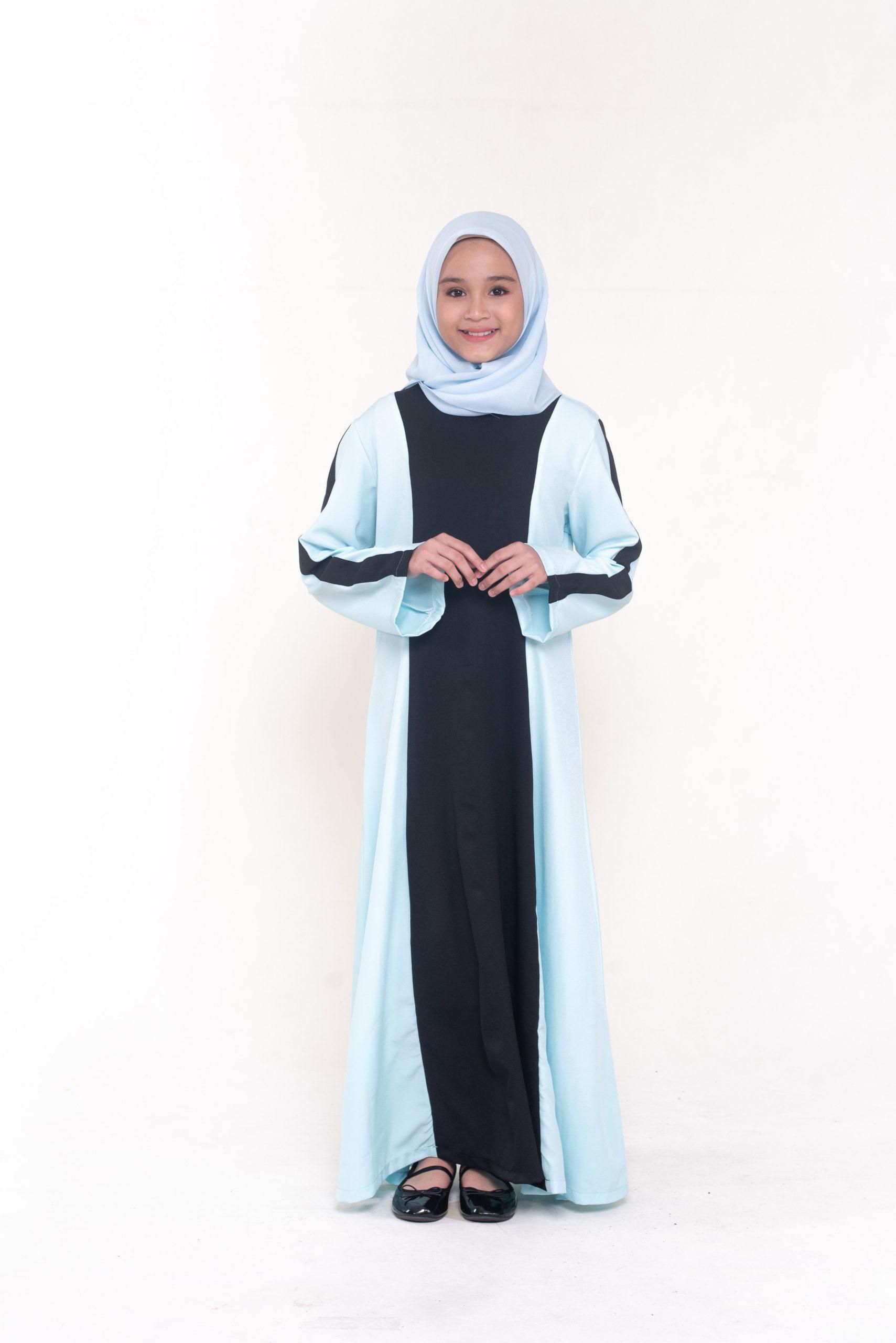 Motherchild Fatima Loose Jubah Kids Dress - 4 Sizes (Black Blue)
