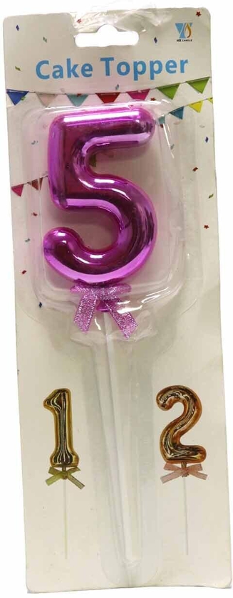 Tiba Birthday Metallic Numbers Candle - Number 5