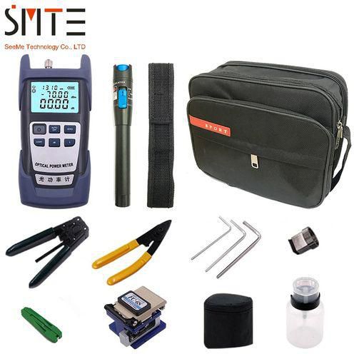 12pcs/set Fiber Optic FTTH Tool Kit With FC-6S Fiber Cleaver And Optical Power Meter 5km Visual Fault Locator Wire Stripper