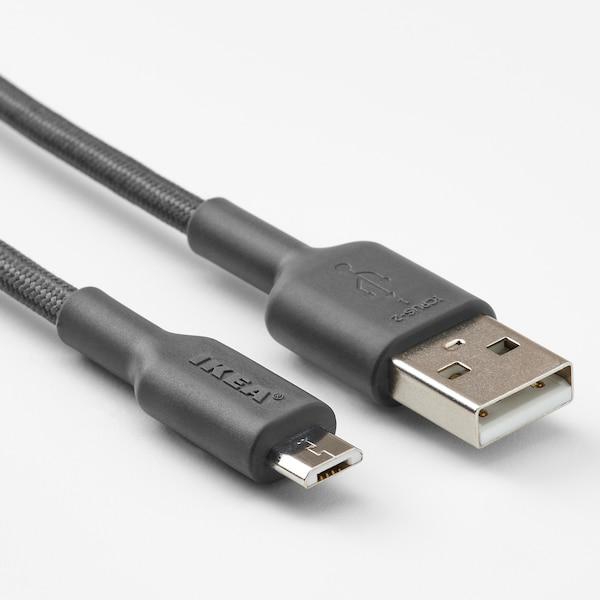 LILLHULT كيبل USB-A to USB-micro, رمادي غامق, 1.5 م - IKEA