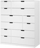 NORDLI Chest of 12 drawers - white 120x145 cm