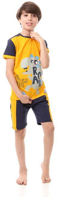 Andora Yellow & Navy Blue Bi-Tone Printed Boys Pajama Set
