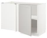 METOD Corner base cabinet with shelf, white/Lerhyttan light grey, 128x68 cm - IKEA